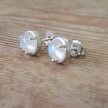 Load image into Gallery viewer, Rainbow Moonstone Stud Earrings 925 Sterling Silver Post studs Small 6mm Natural For Women Jewelry