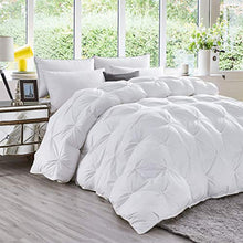 Load image into Gallery viewer, Luxurious All-Season Goose Down Comforter Queen Size Duvet Insert, Exquisite Pinch Pleat Design, Premium Baffle Box, 1200 Thread Count 100% Egyptian Cotton, 750+ Fill Power, 55 oz Fill Weight, White
