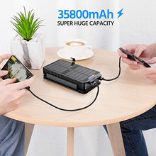 Load image into Gallery viewer, Solar Charger 35800mAh Solar Power Bank with Dual 3.1A Outputs Wireless Charger Waterproof Ultra Bright LED Panel Light and Flashlights Compatible Most Smart Phones Tablets and More