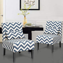 Load image into Gallery viewer, Giantex Set of 2 Armless Accent Chair w/Back Pillow, Wood Legs, Soft Sponge, Upholstered Fabric Accent Side Chair, Living Room Chair for Home, Bedroom, Office (2, Blue/White)