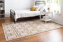 Load image into Gallery viewer, Unique Loom Marilyn Monroe Glam Collection Textured Geometric Trellis Area Rug, 8' 0 x 10' 0 Rectangle, White/Gold