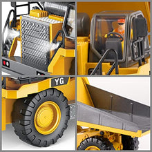 Load image into Gallery viewer, RC Dump Truck Toy for Kids, PREPOP Remote Control Construction Toys Vehicle with Metal Bed and Light/Music, Birthday Gifts Ideas for Boys Age 5 6 7 8 9 10 Year Old and up