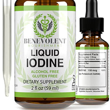 Load image into Gallery viewer, Liquid Iodine Potassium Drops - 1300 Servings | Large 2oz Bottle | Great Taste | 2X Absorption | Just One (1) Drop a Day for Fast, Potent Thyroid Support - Potassium Iodide. Alcohol and Gluten Free.