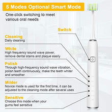 Load image into Gallery viewer, LEYUYO Electric Sonic Toothbrush 360° Cleaning 3 Sided Brush Head Rechargeable Toothbrush 38,000 VPM Tooth Brush with 4 Brush Heads, Timer, 5 Modes, White