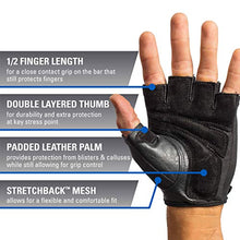 Load image into Gallery viewer, Harbinger Power Non-Wristwrap Weightlifting Gloves with StretchBack Mesh and Leather Palm (Pair), Black, Large, Large (Fits 8 - 8.5 Inches)