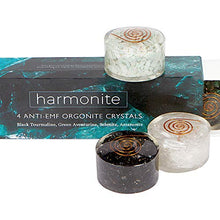 Load image into Gallery viewer, 4 Meditation Crystals and Healing Stones, 5G emf Protection and Relaxation Gift Set. Black Tourmaline, Green Aventurine, Selenite and Amazonite Stress Relief, Self Care Orgonite Healing Crystals