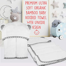 Load image into Gallery viewer, Set of 2 Bamboo Hooded Baby Towels – Large, Luxurious and Ultra Absorbent – 30 x 30 Inch – Soft and Suitable Bamboo Baby Bath Towels for Infants, Toddlers and Kids – 400 GSM for Boys and Girls