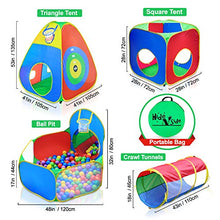 Load image into Gallery viewer, Hide N Side 5pc Kids Ball Pit Tents and Tunnels, Toddler Jungle Gym Play Tent with Play Crawl Tunnel Toy, for Boys Babies Infants Children, Indoor Outdoor Gift, Target Game w/ 4 Dart Balls