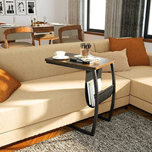 Load image into Gallery viewer, SRIWATANA Side Table End Table, Vintage C Shaped Couch Table with Side Pocket for Sofa Laptop Coffee Snack, Dark Walnut