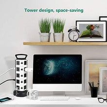 Load image into Gallery viewer, Power Strip Tower JACKYLED Surge Protector Electric Charging Station 3000W 13A 18 AC Outlets 4 USB Ports with 16AWG 6.5ft Heavy Duty Extension Cord for Home Office