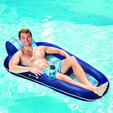 Load image into Gallery viewer, Aqua Luxury Water Lounge, X-Large, Inflatable Pool Float with Headrest, Backrest & Footrest, Navy/Light Blue