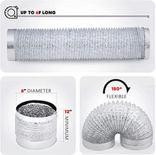 Load image into Gallery viewer, Cosmo 6 Inch 6 Foot Aluminum Flex Air Ventilation Duct, with Clamps