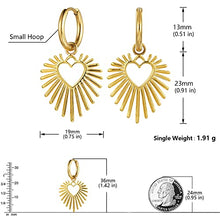 Load image into Gallery viewer, BUEMMR 14K Gold Plated Forever Love Heart with Sun Rays Dangle Earrings for Women Jewelry, Jewelry for Women Girl