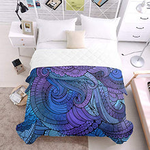 Load image into Gallery viewer, T&H XHome Luxury Quilted Comforter Bedspread-Thin Soft Cozy,Blue and Purple Vine Floral Pattern Reversible Stitched Summer Lightweight Quilt Coverlet for All Season
