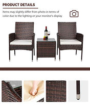 Load image into Gallery viewer, MOOSENG Outdoor Patio Furniture Sets, 3 Pieces Rattan Wicker Chairs, Garden Lawn Conversation with Cushioned and Glass Coffee Table for Lounge, Backyard Pool, Brown