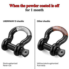Load image into Gallery viewer, LIBERRWAY Shackles 3/4" (2 Pack) 57,000 lbs Break Strength with 7/8'' Pin D Ring Shackle Rugged Off Road Shackles Heavy Duty D Ring for Vehicle Recovery, Black