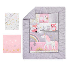 Load image into Gallery viewer, Bedtime Originals Rainbow Unicorn 3Piece Crib Bedding Set, Purple