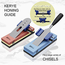 Load image into Gallery viewer, Complete Knife Sharpening Stone Set, KERYE Professional Japanese Whetstone Sharpener, Premium 4 Side Grit 400/1000 3000/8000 Water Stone, Flattening Stone, Chisel Honing Guide, Cut Resistant Gloves