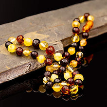 Load image into Gallery viewer, Amberalia Adult Baltic Amber Necklace - Anti Inflammatory - beads size between 6.5 and 7.5mm Lab-tested, Certified Genuine Amber Polish Multicolor - XL (19.7”)