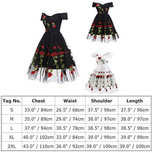 Load image into Gallery viewer, Women Vintage 1950s Embroidered Rose Cocktail Party Swing Dress Gatsby Princess Retro Valentine’s Day Evening Midi Skirt Gown Black - Short Sleeve M