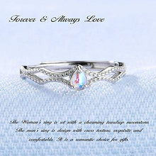 Load image into Gallery viewer, Aeici 925 Sterling Silver Engagement Wedding Band Ring for Women and Men Twisted Waterdrop Moonstone