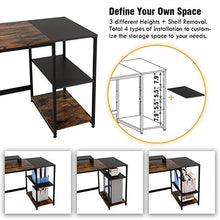 Load image into Gallery viewer, Nost & Host Computer Desk with Storage Shelves and Free Large Monitor Stand, Sturdy Wooden Modern Industrial Home Office PC Laptop Study Writing Table Workstation, 47.2 inches, Rustic Brown and Black