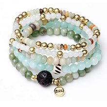 Load image into Gallery viewer, tom+alice Beaded Bracelets for Women Stackable Handcut Natural Stones 5 pcs Ermish Stretch Set Bangle
