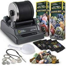 Load image into Gallery viewer, NATIONAL GEOGRAPHIC Hobby Rock Tumbler Kit - Rock Polisher for Kids & Adults, Noise-Reduced Barrel, Grit, 2.5 Pounds Raw Gemstone & Jasper Mix, Great STEM Hobby Kit