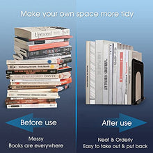 Load image into Gallery viewer, HappyHapi Bookend Supports, Heavy Duty Metal Black Bookend Support, 6 x 5 x 6 Inch, Set of 7 Pairs