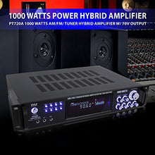 Load image into Gallery viewer, 4-Channel Home Audio Power Amplifier - w/ 70V Output - 1000 Watt Rack Mount Stereo Receiver w/ AM FM Tuner, Headphone, Microphone Input for Karaoke, Great for Commercial Entertainment Use - Pyle PT720A