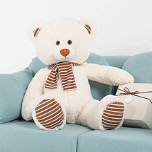 Load image into Gallery viewer, Muiteiur Giant Teddy Bear Cute White Teddy Bear Stuffed Animal Super Soft Scarf Teddy Bear Gifts for Girlfriend Kids, 29.5 Inches