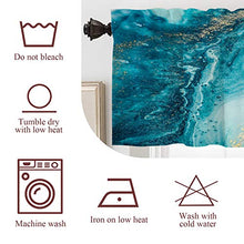 Load image into Gallery viewer, Batmerry Abstract Art Marble Agate Kitchen Valances Half Window Curtain, Abstract Painting in Blue Green Design Kitchen Valances for Windows Valance for Decor Reducing The Light 52x18 Inch
