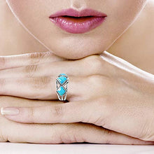 Load image into Gallery viewer, Turquoise Ring Sterling Silver 925 Genuine Gemstones Size 6 to 11 (Turquoise) (10)