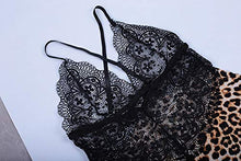Load image into Gallery viewer, XAKALAKA Women Plus Size Lingerie Lace V Neck Babydoll Strap Chemise Sleepwear Nightie Leopard 2X