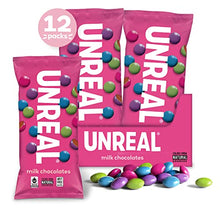 Load image into Gallery viewer, UNREAL Milk Chocolate Gems | Certified Fair Trade, Non-GMO | Made with Gluten Free Ingredients and Colors from Nature | No Sugar Alcohols or Soy | 12 Snack Packs