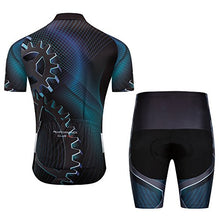 Load image into Gallery viewer, Hot Rides Men's Quick Dry Cycling Jersey And 3D Gel Padded Shorts Set Gears Printed X-Large