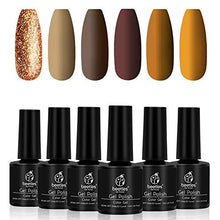 Load image into Gallery viewer, Beetles Fall Gel Nail Polish Set, Caramel Colors Series, Brown Yellow Gold Glitter Gel Polish Soak Off Nail Lamp LED Cured, 7.3ml Each Bottle for Nail Art Christmas Kit