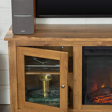 Load image into Gallery viewer, WE Furniture Traditional Wood Fireplace Stand for TV's up to 64" Living Room Storage, Barnwood Brown