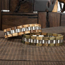 Load image into Gallery viewer, BOBO BIRD Mens Wooden Bracelet Stylish Wood & Stainless Steel Combined Wooden Bangle Jewelry Great Gift for Men (S05-3)