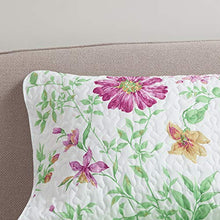 Load image into Gallery viewer, Comfort Spaces Reversible Quilt Set-Vermicelli Stitching Design All Season, Lightweight, Coverlet Bedspread Bedding, Matching Shams, Full/Queen(90"x90") Marlene, Daisies Green 3 Piece