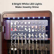 Load image into Gallery viewer, SONGMICS 8 LEDs Jewelry Cabinet Armoire with Beveled Edge Mirror, Gorgeous Jewelry Organizer Large Capacity Brown Patented UJJC89K