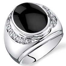 Load image into Gallery viewer, Mens Oval Cut Onyx Godfather Ring Sterling Silver Size 11