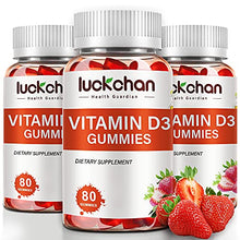 Load image into Gallery viewer, 3 Packs Vitamin D3 5000 iu Gummies Supplement 125mcg Immune Support Joint Pain Muscle Function Teeth Healthy by VIT D Chewable K2 Calcium Zinc Vegan Kids Adults 240 Counts Candies
