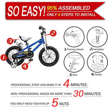 Load image into Gallery viewer, RoyalBaby Kids Bike Boys Girls Freestyle BMX Bicycle with Training Wheels Gifts for Children Bikes 12 Inch Blue