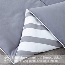 Load image into Gallery viewer, Brermer All Season Queen Soft Quilted Down Alternative Comforter, Hotel Collection Reversible Duvet Insert with 8 Corner Tabs, Winter Warm Fluffy Lightweight, 88x88 inches Grey/White Stripe