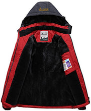 Load image into Gallery viewer, AbelWay Women's Outdoor Mountain Waterproof Windproof Fleece Ski Hooded Jacket Rain Coat(Black,S)