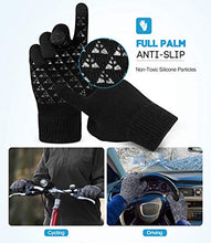 Load image into Gallery viewer, Winter Warm Touchscreen Gloves for Women Men - Triangle Anti-Slip Silicone Gel, Knit Thermal Soft Lining & Elastic Cuff, Driving Motorcycle Cycling Bike Sports Texting Gloves(One-Size, Black)