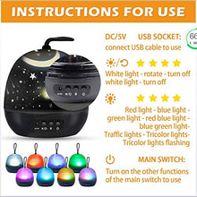 Load image into Gallery viewer, CWH&WEN 2 in 1 LED Starry & Undersea Projector Lamp, Rotating Night Light 8 Colors Mode LED Laser Night Lights Gift for Kids Children Living/Bedroom,Black