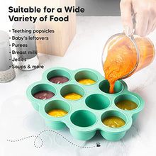 Load image into Gallery viewer, Silicone Baby Food Freezer Tray with Clip-on Lid - Breast Milk Trays for Freezer - Baby Food Containers - Baby Food Trays for Freezing, Dishwasher, Microwave, BPA-Free Baby Food Storage (Alpine Green)
