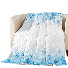 Load image into Gallery viewer, Down Alternative Reversible Comforter Cotton Fill Quilted Throw Blanket Snowflakes Irregular Winter Lightweight Ultra Soft Bedding Set All Season Duvet Insert, Oversized King Blue and White
